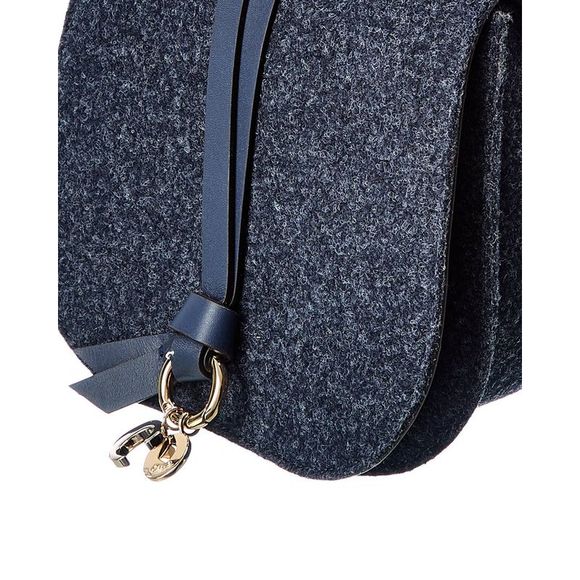 Chloé Alphabet Mini Felt Saddle Bag, Blue - Picture 3 of 4